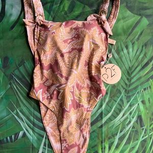NEW Power 2 The Flower Lulu's Floral Paisley One Piece Swimsuit Small